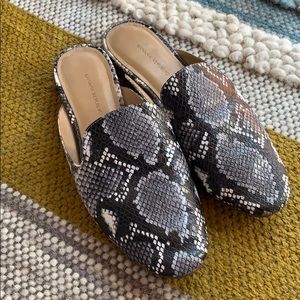 Banana Republic snakeskin slides